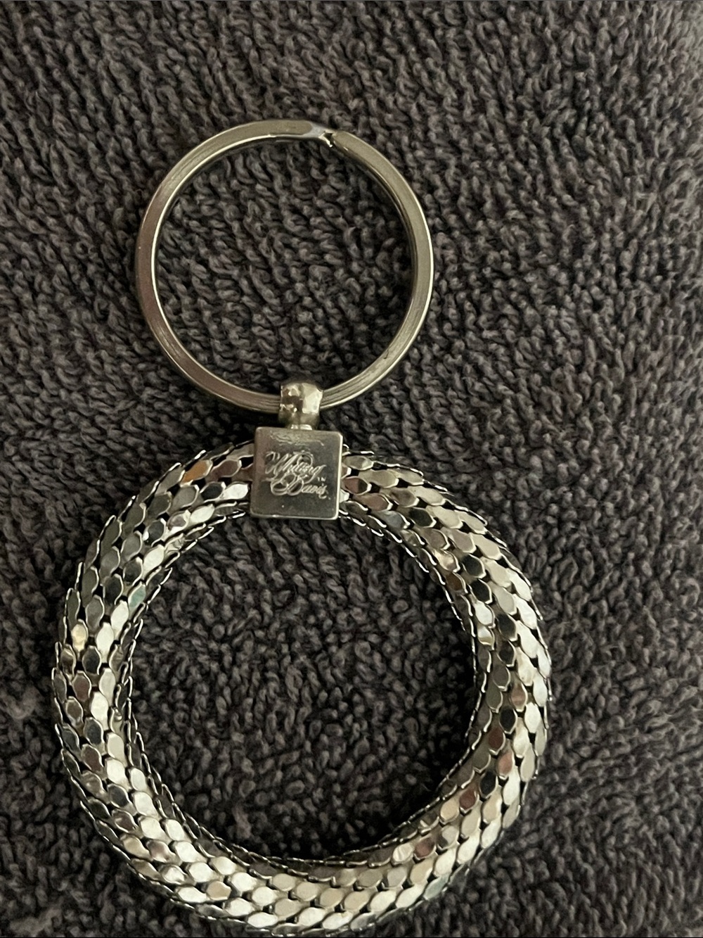 Whiting & Davis Shiny Silver Braided Loop Keychain. 1980’s